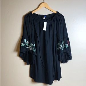 Francesca’s Floral Bell-Sleeved Mini Dress